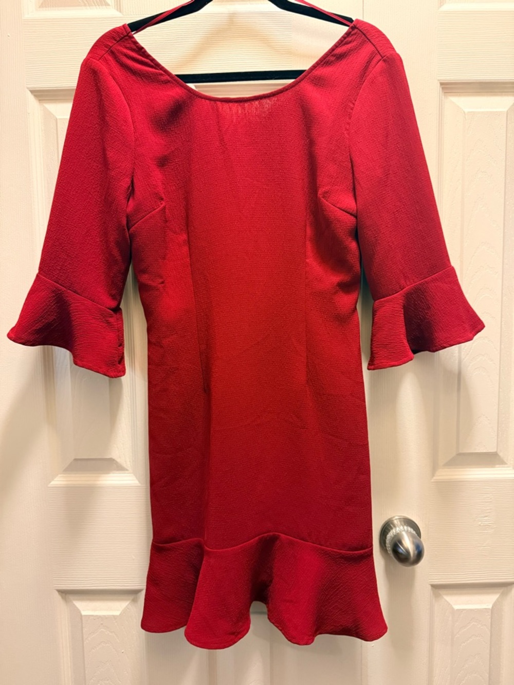 Skies Are Blue Red Ruffle Hem Mini Dress